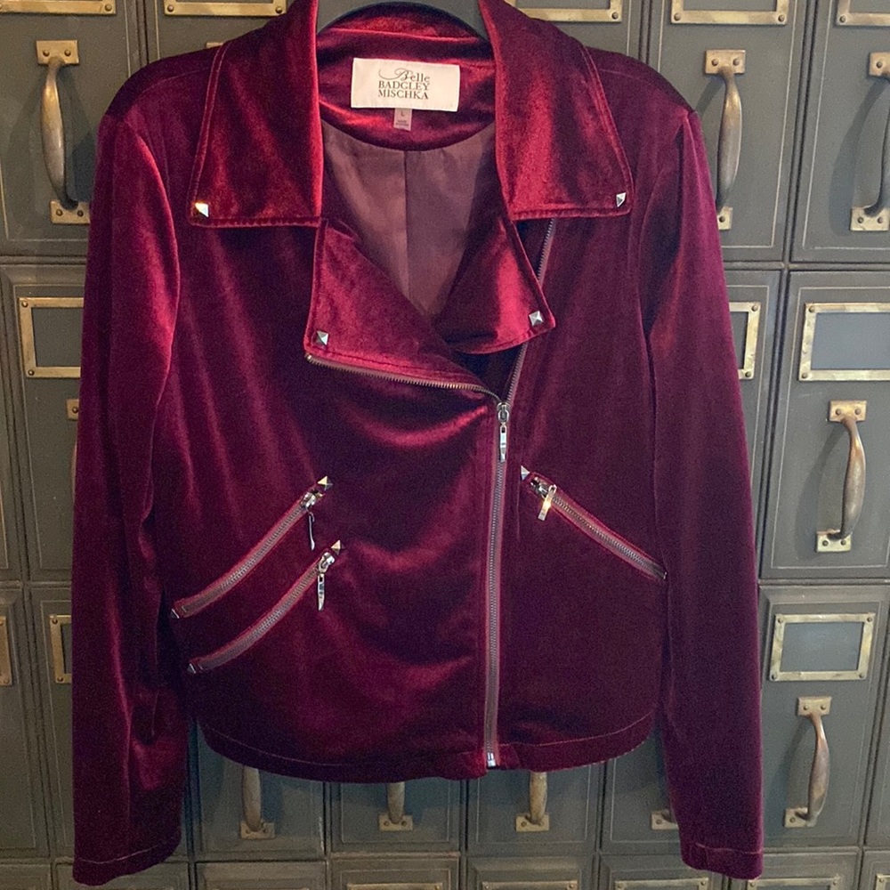 Belle Badgley Mischa Velvet Moto Jacket
